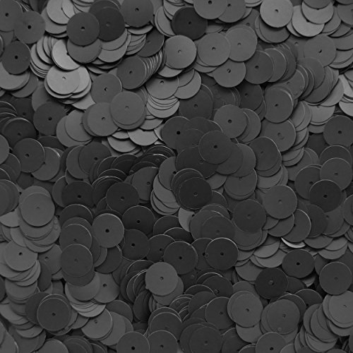 10mm Sequins Flat Round Matte Black Silk Frost Loose paillettes. Embroidery, arts, crafts, bridal, embellishment. Made in USA