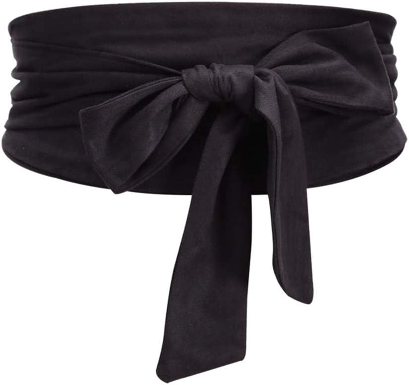shengweiao Women's Self Tie Wrap Around Obi Soft Wide Waist Band Cinch Boho Dress Belt