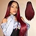 MISSQUEEN Ombre Color Cosplay Wigs Wine Red Long Straight Wig Synthetic Heat Resistant Straight Wigs for Women