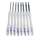 EA-STONE 8 Size Handle Aluminum Crochet Hooks Knitting Needles Craft Plastic Grip Handle Loom Tool ,Blue