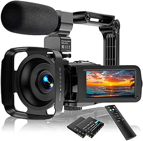 Video Digital camera Camcorder Extremely HD 2.7K 24FPS 36.0 MP IR Evening Imaginative and prescient YouTube Vlogging Digital camera 3.0 Contact Display screen 16X Digital Zoom with Distant Management Microphone Handheld Stabilizer 2 Batteries