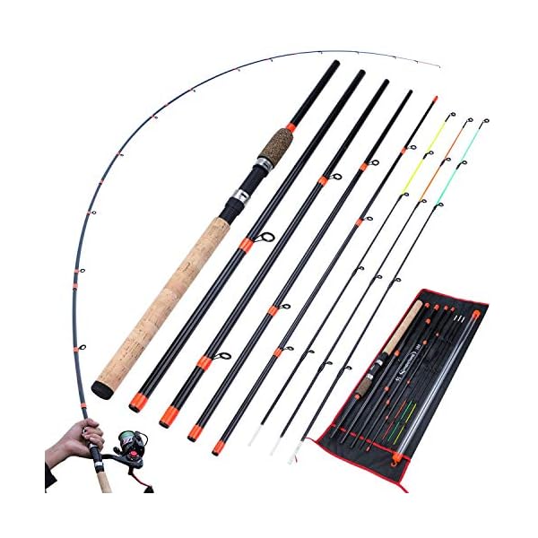 YMYGCC Angelrute Feeder Angel Verlängerte Handle6 Abschnitte Angelrute Carbon-Faser-Reise Rod Angelausrüstung (Color : A…