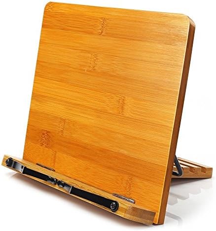 iLZtech Bamboo Book Stand, Book Holder, Adjustable Reading Rest Cook Book Document Stand Holder Bookrest
