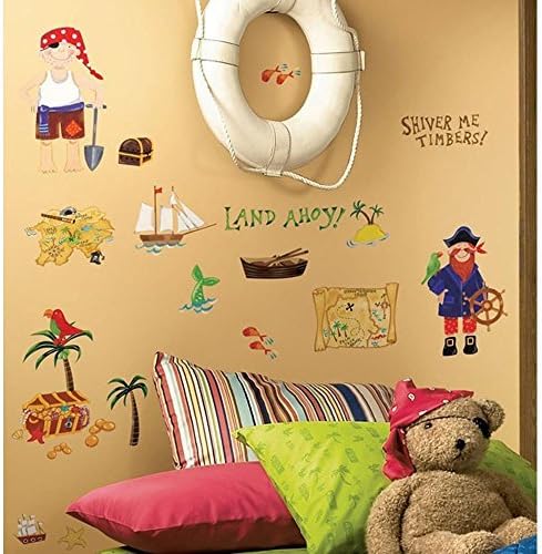 45 New TREASURE HUNT WALL DECALS Pirates Bedroom Stickers Kids Room Decorations