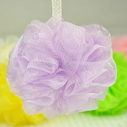 FOK Bath Shower Loofa Sponge Pouf Mesh Brush Shower Ball Exfoliating Bath Sponge-Random Color