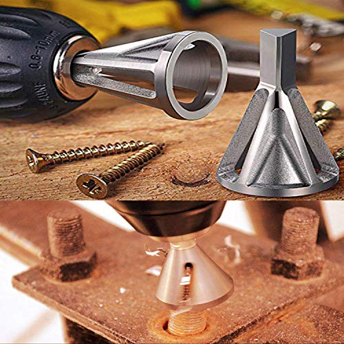 Deburring Tool for External Bevel Screws, 2 Piece Burr Remove Tool, Drill Accessories, Deburring External Bevel Tool for Metal Outside Diameter (Silver)