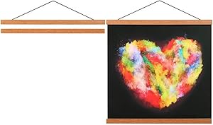 Lanpn Magnetic Poster Hanger, Wood Wooden Magnet 11x17 11x14 11x22 Poster Frame Hangers Hanging Kit for Wall Dowel Print Scratch Off Map Artwork (11