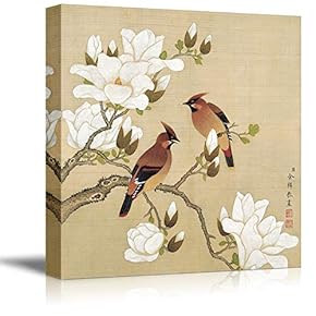 Wall26-Canvas Wall Art-Traditional Meticulous Flower-and-Bird Painting-Giclee Painting Wall Art for Bedroom Living Room Home Decoration - 12x12 inches