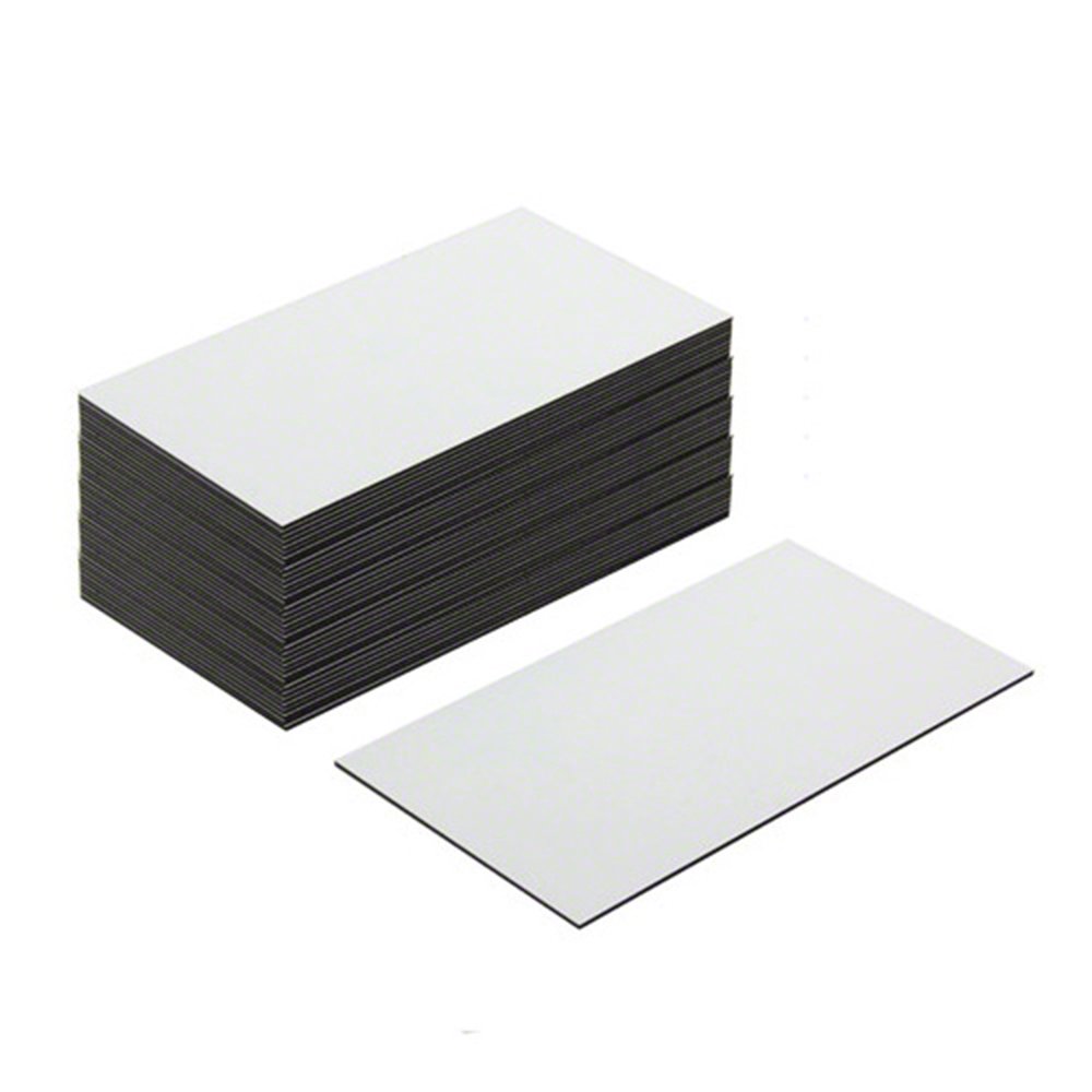 MagFlex® Lite Flexible Gloss White Dry Wipe Surface Magnetic Labels for Creating Scrumboards, Removable and Changeable Labels - 89mm Long x 51mm Wide - Pack of 100