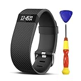 UMTELE Replacement Bands for Charge HR, Soft Silicone Interchangeable Strap with Metal Buckle Clasp for Fitbit Charge Heart Rate Wristband, Black, Large