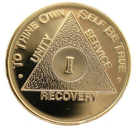 AA Medallion Gold Plated Year 1 - 50 Serenity Prayer Chip