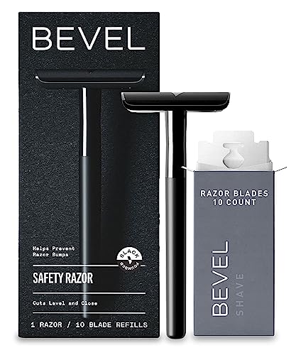 Bevel Safety Razor with Brass Weighted Handle and 10 Double Edge Safety Razor B…