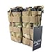 Loglife Tactical Magazine Pouch Holds Holster Double Pistol Mag Pouch Stacker M4/M16 Open Top 1000d with Bungee System (CP)