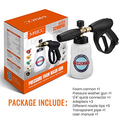 MATCC Foam Cannon Wash Gun Kit III Snow Foam Lance Adjustable Car Wash