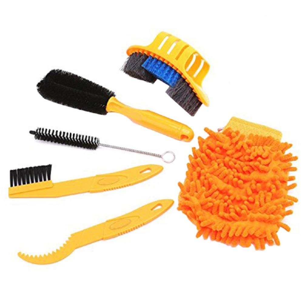 6-Piece Bicycle Cleaning Set Chain Cleaner Tyre Brush Tool Set for Bicycle Car