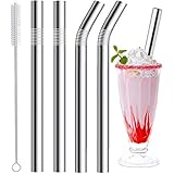 Vinaco Stainless Steel Smoothie Straws, 0.4'' Extra Wide Reusable Metal Drinking Straws for Milkshake, Smoothie, Beverage, Se