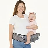 8-in-1 Toddler Hip Carrier for Baby with Extender, Certified Multi Position Baby Hip Carrier Seat for Newborns, Upto 45 Lbs Baby Side Carrier with Safety Buckles, Non-Slip Seat, Storage Pocket, Gray