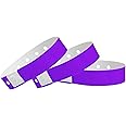 WristCo Purple Plastic Wristbands - 100 Pack Wristbands for Events