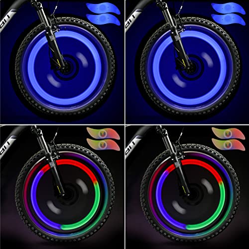 TAGVO 4pcs Bike Spoke Light(Red+Green+Blue+Multicolour) with Delicate Box,Waterproof Easy Install Wheel Spoke Lights LED Neon Tire Flash Lamp with 3 Flash Modes,for Both Adults Kids Bike