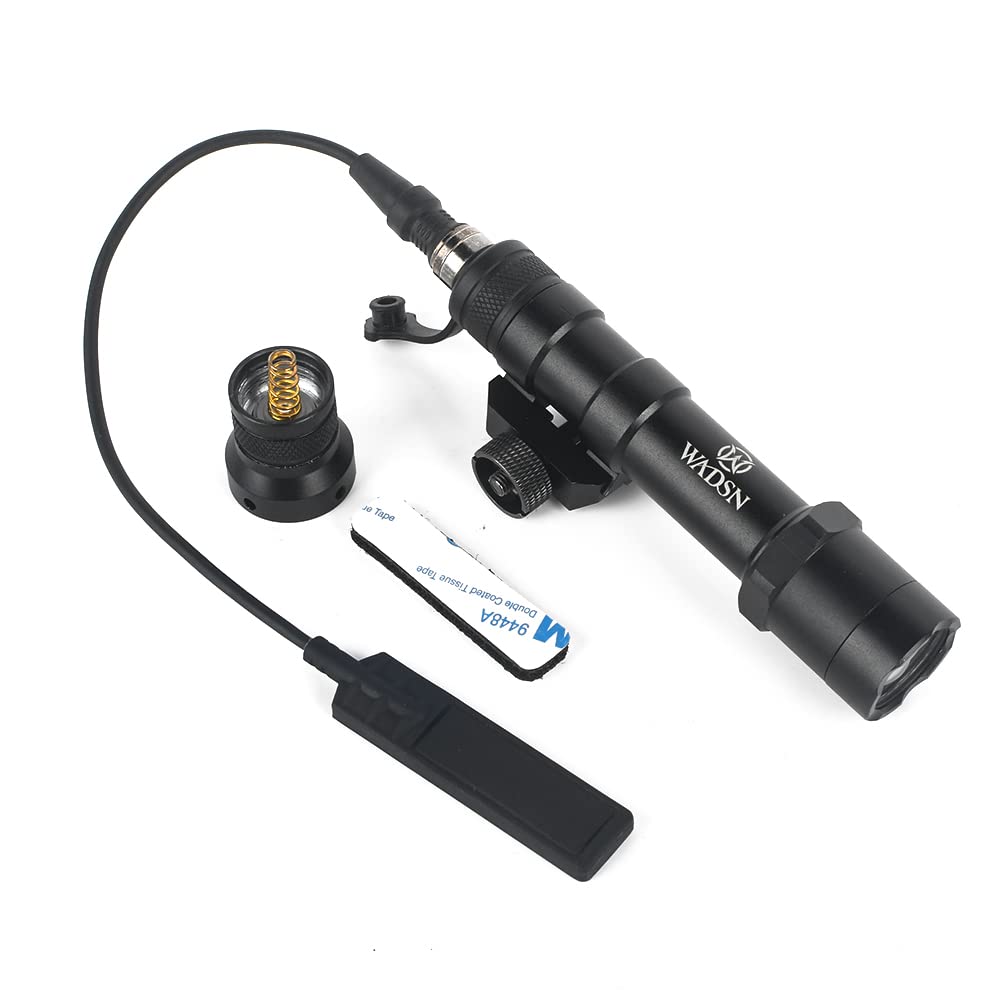SBGJMY M600B Tactical Torch Flashlight 600 Lumen with Pressure pad and Tail Button Switch 2 Mode Scout Torch for 20mm Picatinny Rail System (Black)