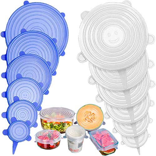 Stone-TH-Tapas-de-Silicona-Elsticas-12-Tapas-Silicona-Ajustables-Cocina-Reutilizable-Fundas-para-Alimentos-Tapa-Tazas-Boles-o-Tarros-Lavavajillas-Refrigerador
