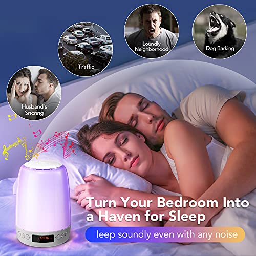 Kids Night Lights for Kids Room,Baby Night Light with White Noise,Color Changing Nursery Night Lights for Kid Sleep,Touch Battery Nightlight for Children with Bluetooth Speaker&Alarm Clock for Bedroom