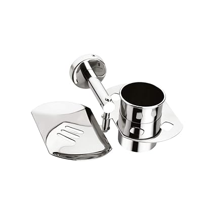Acute (M-34) Soap Dish Stand + Toothbrush Holder, 304 Stainless Steel Grade Material