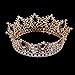 FUMUD Bridal Jewelry Baroque Tiara Crown Women Vintage Headband Rhinestone Crystal Crown (Roes gold)