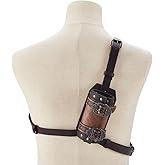 CRAFTYMELODY Medieval Faux Leather Sword Back Frog Brown Adjustable Sword Holder Shoulder Rapier Knight Sheath Dagger with Bag Iron Alloy Findings for Warrior Cosplay LARP Renaissance Accessories