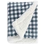 Super Soft Plush Baby Blanket, Receiving Blanket for Boys, Girls, Newborns, Crib, Toddlers, Nursery, Bedding (Plaid Blue/Grey, 30 x 40 Inch)