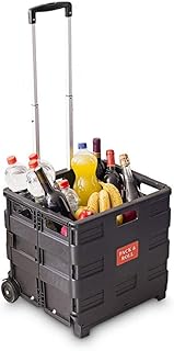 Relaxdays Einkaufstrolley, Klappbar, Einkaufsroller bis 35 kg, Verstellbarer Griff, Mit Rollen, HBT: ca. 100 x 42 x 37 cm, schwarz