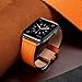 MARGE PLUS Compatible with Apple Watch Band 44mm 42mm 40mm 38mm, Genuine Leather Replacement Band for iWatch Series 6 5 4 3 2 1, SE (Orange/Silver, 40mm/38mm)