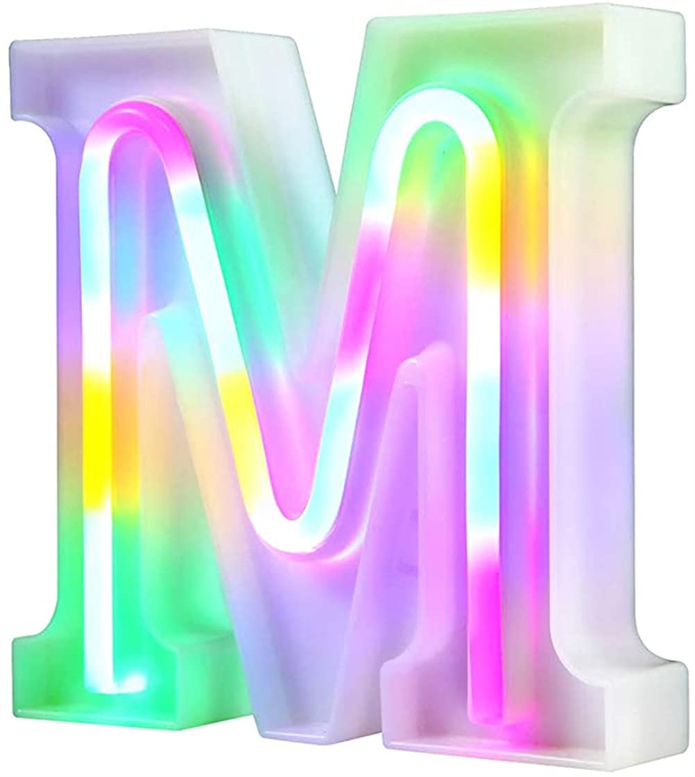 Nordstylee Light Up LED Letters Lights,Neon Letters Night Lights for Wall, Birthday Party, Christmas, Wedding Decoration-Colorful Letters (M)