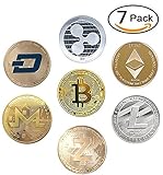 HODL's Cryptocurrency Gift Set Gold & Silver Metal Crypto Coins - Bitcoin Ethereum Litecoin Ripple Monero Dash Zcash (BTC ETH LTC XRP ZEC XMR Dash) [Pack of 7 Coins]
