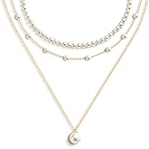 Zeffy Gold Pearl Necklace for Women, Dainty 14K Gold/Silve Plated Layered Pearl Choker Pearl Earrings Pearl Bracelets Wedding Trendy Gold Jewelry Set for Women Gifts