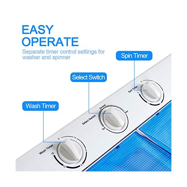 KUPPET Portable Washing Machine, 17lbs Compact Twin Tub Washer and Spin