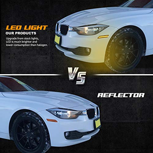 RUXIFEY LED Front Bumper Reflector Smoked Side Marker Lights Compatible with 2013-2015 BMW 3 Series F30 320i 328i 330i 340i ActiveHybrid 3 - Thumbnail 2