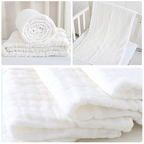 Baby Bath Towels and Washcloths Set Also For Baby Swaddle Blanket and Baby Face Cloth, (5 PC Value Pack ) Super Soft 100% Organic Muslin Cotton - Ideal for Baby Care Gift Sets By MUKIN - Thumbnail 2