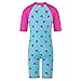 TFJH E Swimsuit for Girls Sun Protetion Short Sleeve Swimwear UV 50+ HotPink Cute,Strawberry 104/110