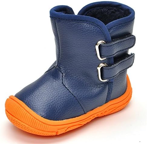 Matt Keely Baby Boys Girls Snow Boots Toddler Winter PU Leather Rubber Sole Warm Shoes