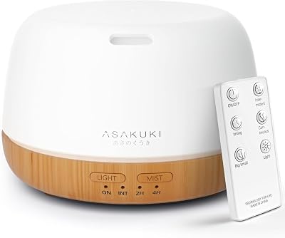 ASAKUKI 300ml Essential Oil Diffuser Ultrasonic Humidifier 7 LED Lights