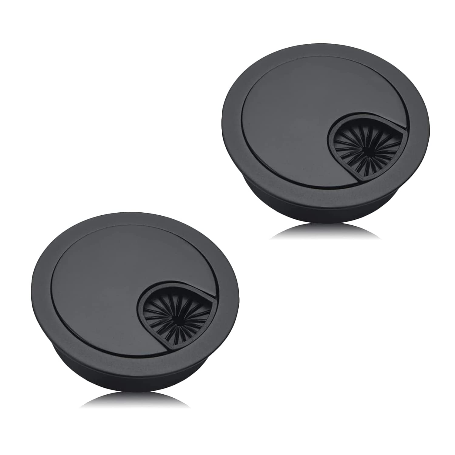 YFaith 2 Pcs High End Desk Caps 60 mm,Cord Hole Cover Organizers for Desks,Office,Worktops(Black)