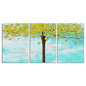 Canvas Wall Art Chinese Lucky Tree Oil Painting Artwork for Home Prints Framed - 16"x24" x 3 Panels