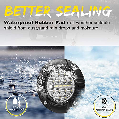 image for BUNKER INDUST Flush Mount 5 Inch Round LED Work Light Bar 2 Pcs 48W Dr