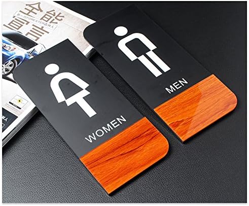 Earlywish 2pcs Toilet WC Washroom Door Wall Sign Plate Acrylic Men Women Restroom Display with Adhesive Tapes