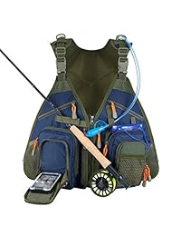 Piscifun Fishing Vest Backpack Adjustable Size Fly Fishing Vest Pack for Tackle and Gear Includes Water Bladder and Waterproof Phone Pouch