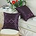 CaliTime Pack of 2 Cushion Covers Throw Pillow Cases Shells for Home Sofa Couch Modern Shining & Dull Contrast Quatrefoil Accent Geometric 20 X 20 Inches Deep Purple
