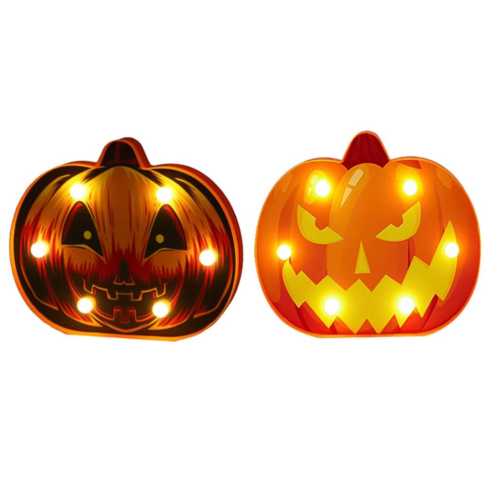 Uonlytech Halloween Pumpkin Lamp Led Luminous Indoor Decorative Night Light Eco-Friendly for Party Window Wall Table Display 7.7X6.5X1.3 Inch