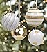 KI Store Christmas ball ornaments Shatterproof Tree Decorations decorative Creamy Hanging Decor Set of 24 (Gold and White, 2.36