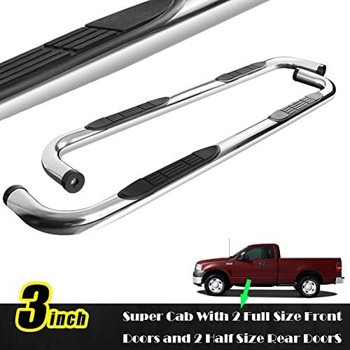 YOUKOO 3" S/S Side Step| Rails Nerf Bar| Running Boards For 99-16 Ford F250 F350 F450 Super Duty Super Cab (2 Full Size Front Doors and 2 Half Size Rear Door)